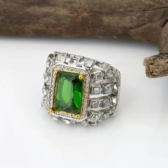 Silver plated iced out men's ring size 8 - Picture 4 of 5